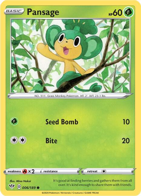Pansage [SWSH03: Darkness Ablaze] 006/189