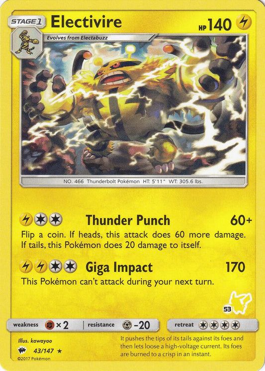 Electivire - 43/147 (#53 Pikachu Stamped) [Battle Academy] 043/147