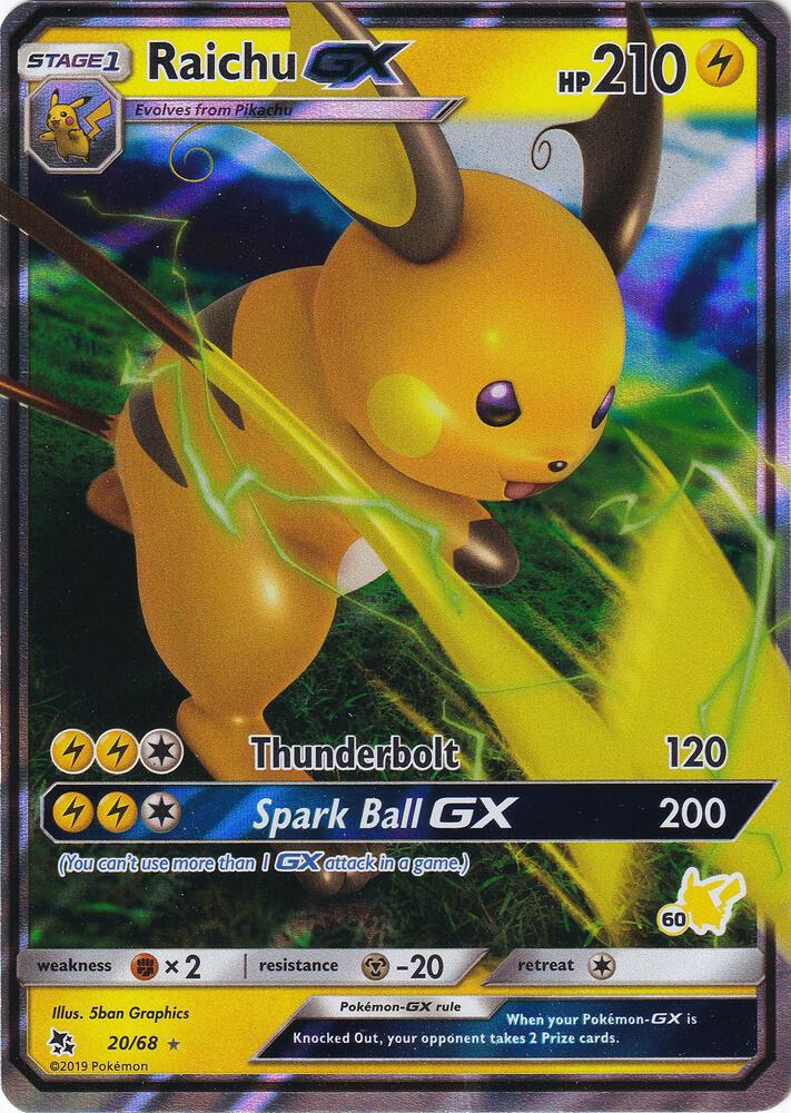 Raichu GX - 20/68 (#60 Pikachu Stamped) [Battle Academy] 020/068