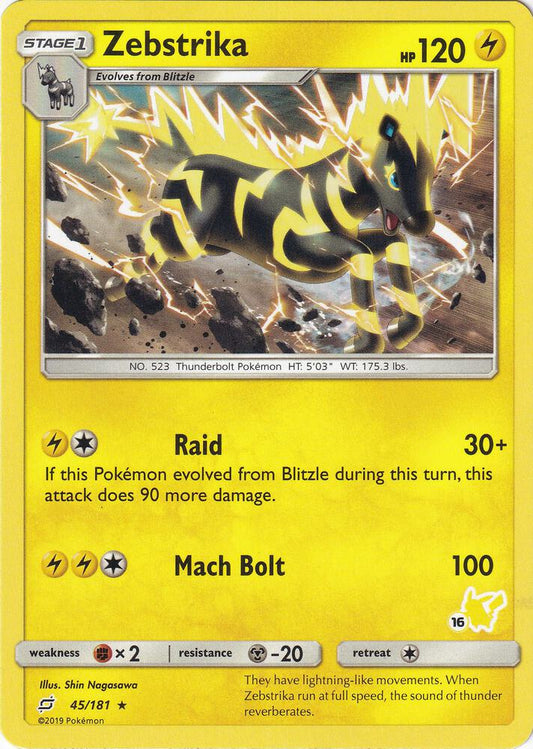 Zebstrika - 45/181 (#16 Pikachu Stamped) [Battle Academy] 045/181