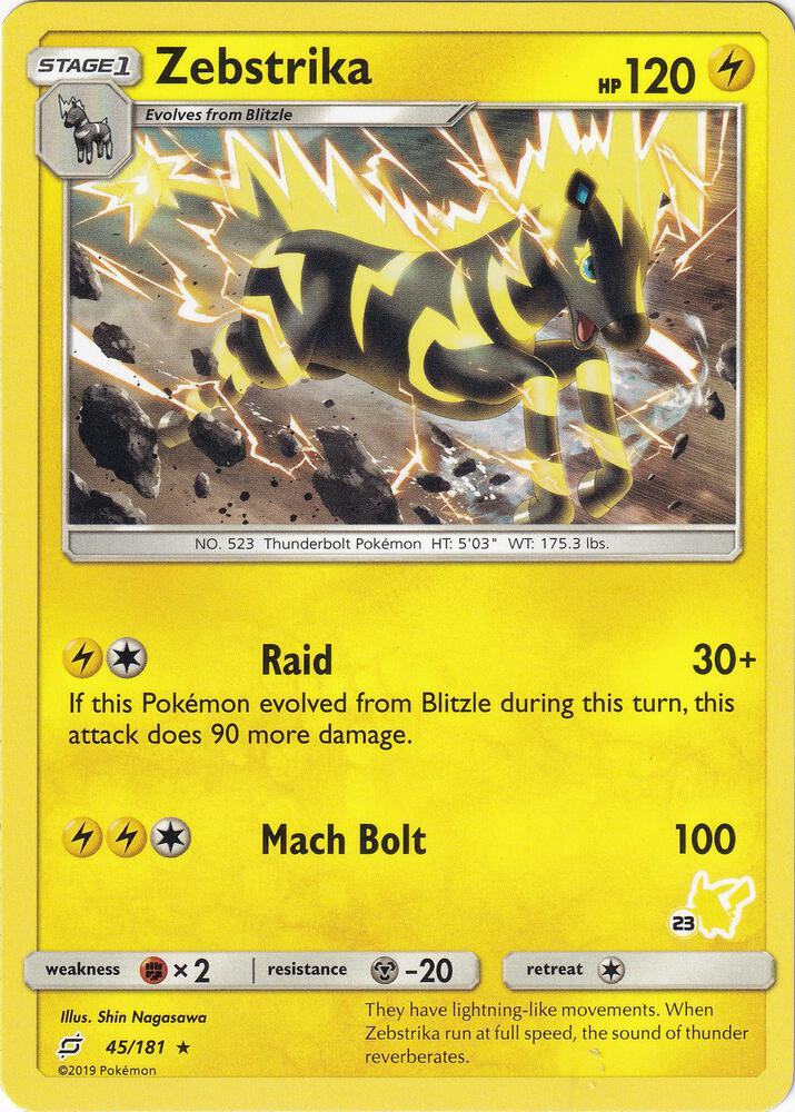 Zebstrika - 45/181 (#23 Pikachu Stamped) [Battle Academy] 045/181