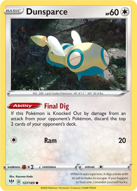 Dunsparce [SWSH03: Darkness Ablaze] 137/189
