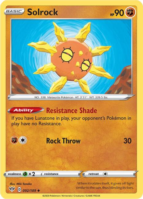 Solrock [SWSH03: Darkness Ablaze] 092/189