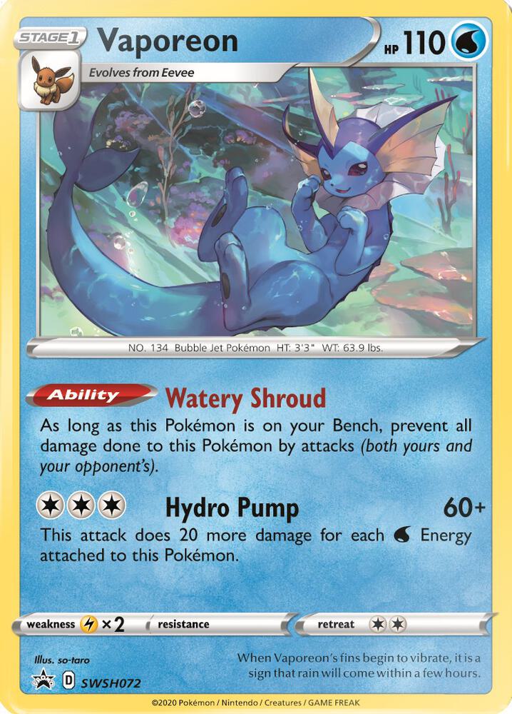 Vaporeon - SWSH072 [SWSH: Sword & Shield Promo Cards] SWSH072