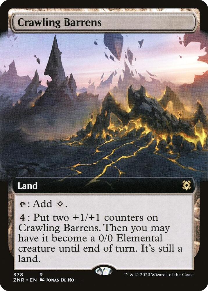 Crawling Barrens (Extended Art) [Zendikar Rising] 378