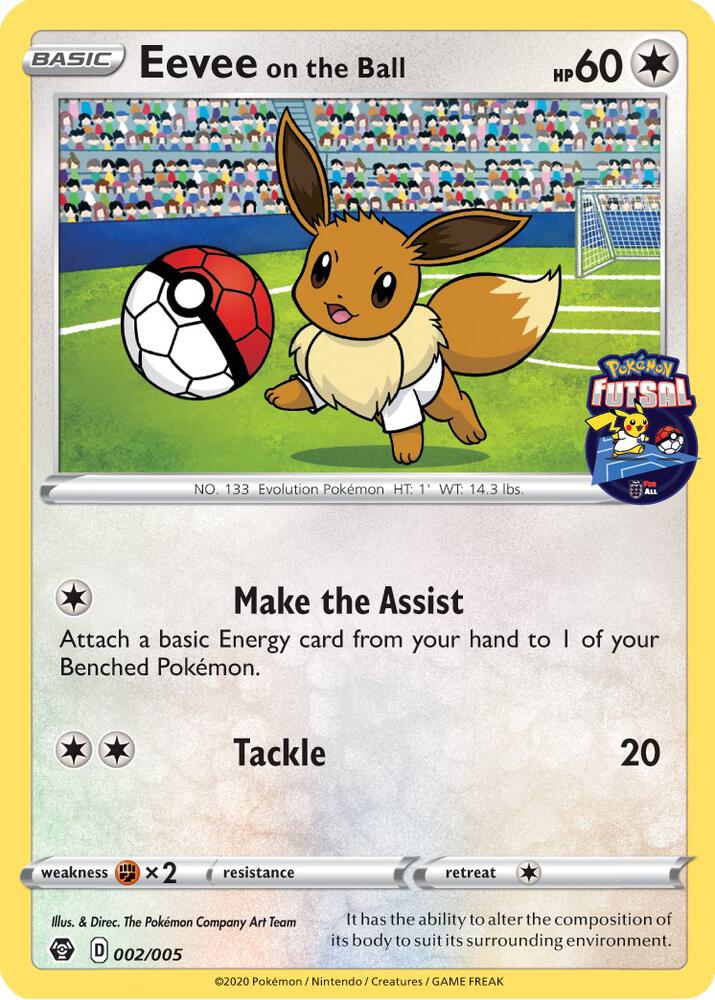 Eevee on the Ball - 002/005 (Pokemon Futsal) [Miscellaneous Cards & Products] 002/005