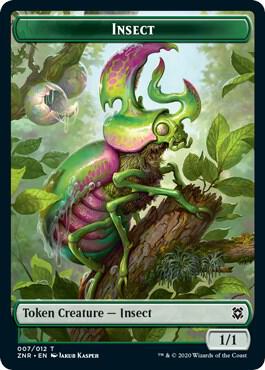 Insect // Kor Warrior Double-Sided Token [Zendikar Rising] 7 // 4