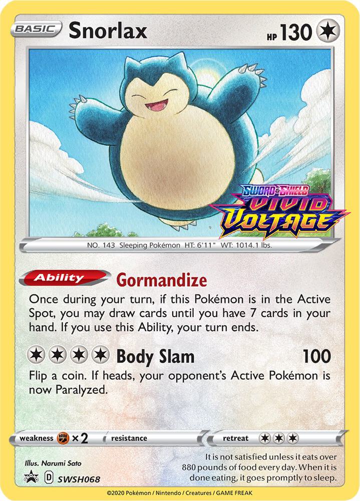 Snorlax - SWSH068 (Prerelease) [SWSH: Sword & Shield Promo Cards] SWSH068