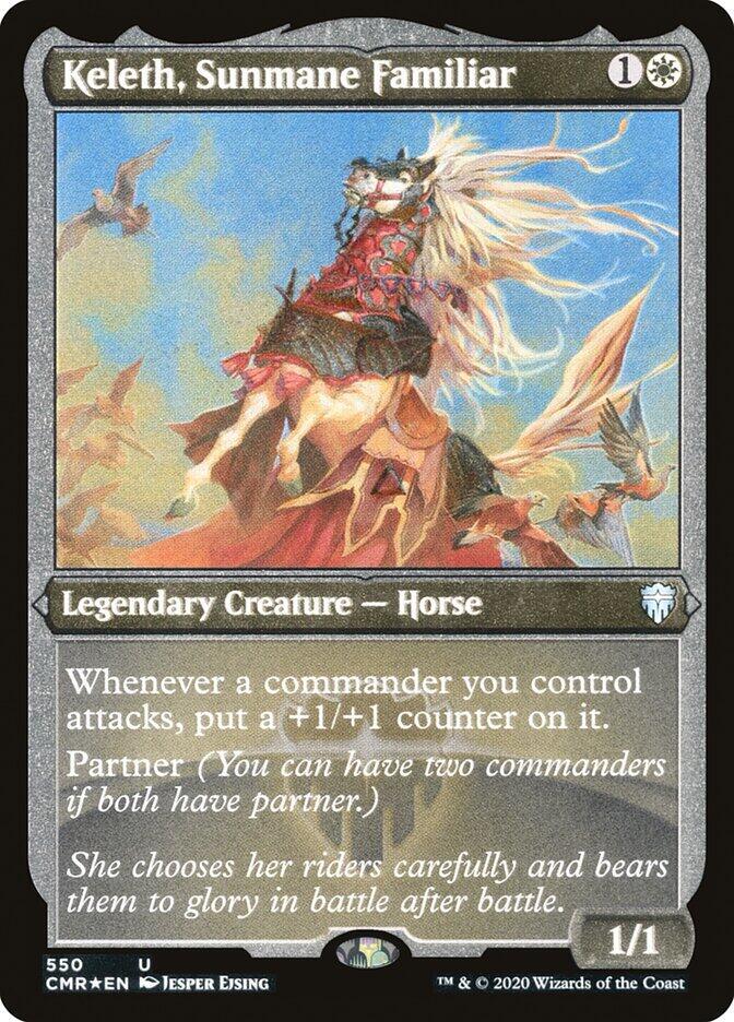 Keleth, Sunmane Familiar (Foil Etched) [Commander Legends] 550