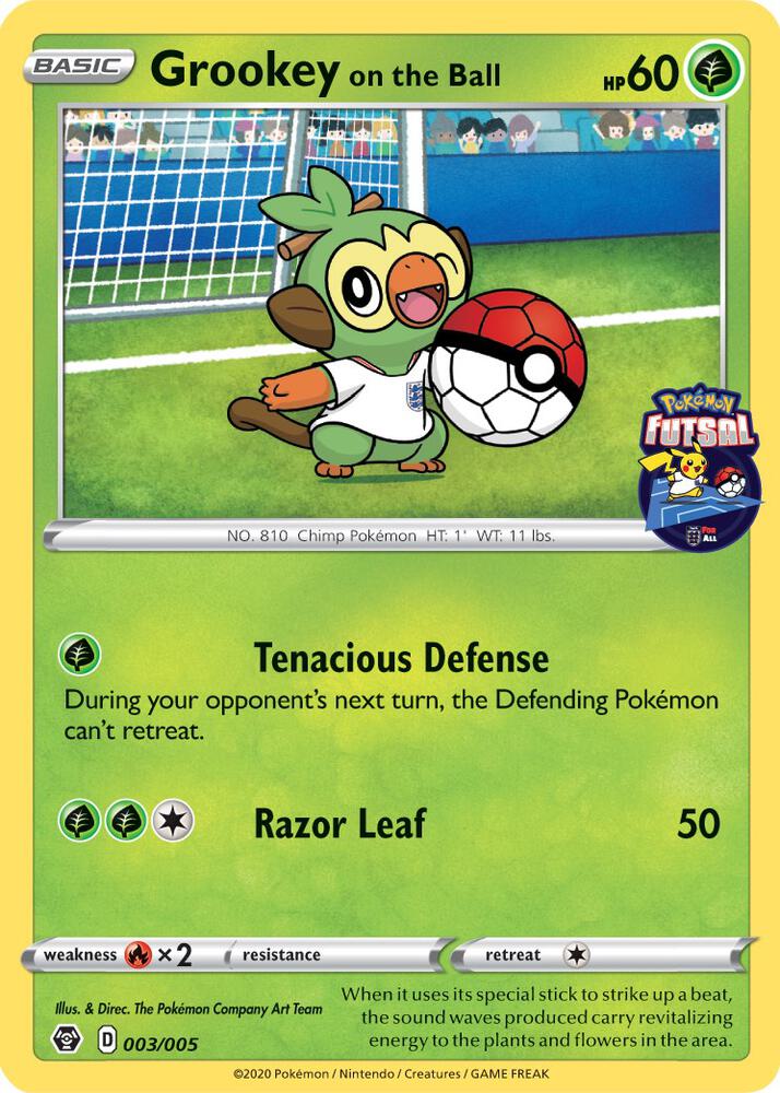 Grookey on the Ball - 003/005 (Pokemon Futsal) [Miscellaneous Cards & Products] 003/005