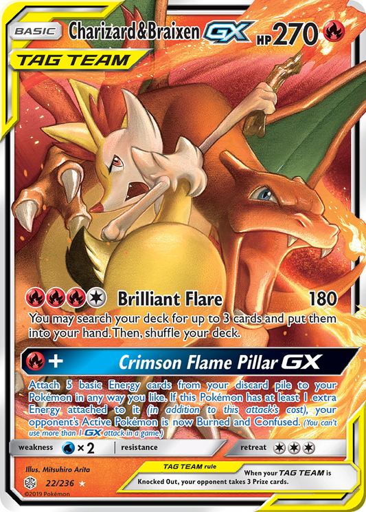 Charizard & Braixen-GX - 22/236 Cosmic Eclipse