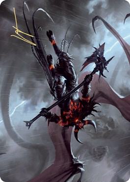 Burning-Rune Demon Art Card (Gold-Stamped Signature) [Art Series: Kaldheim] 20
