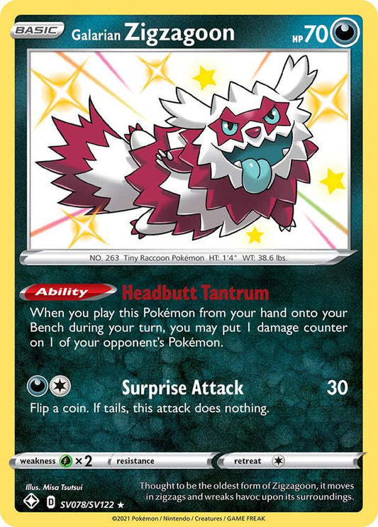 Galarian Zigzagoon [Shining Fates: Shiny Vault] SV078/SV122