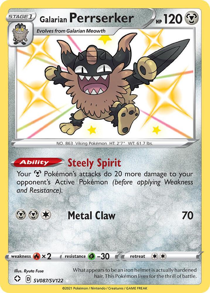 Galarian Perrserker [Shining Fates: Shiny Vault] SV087/SV122