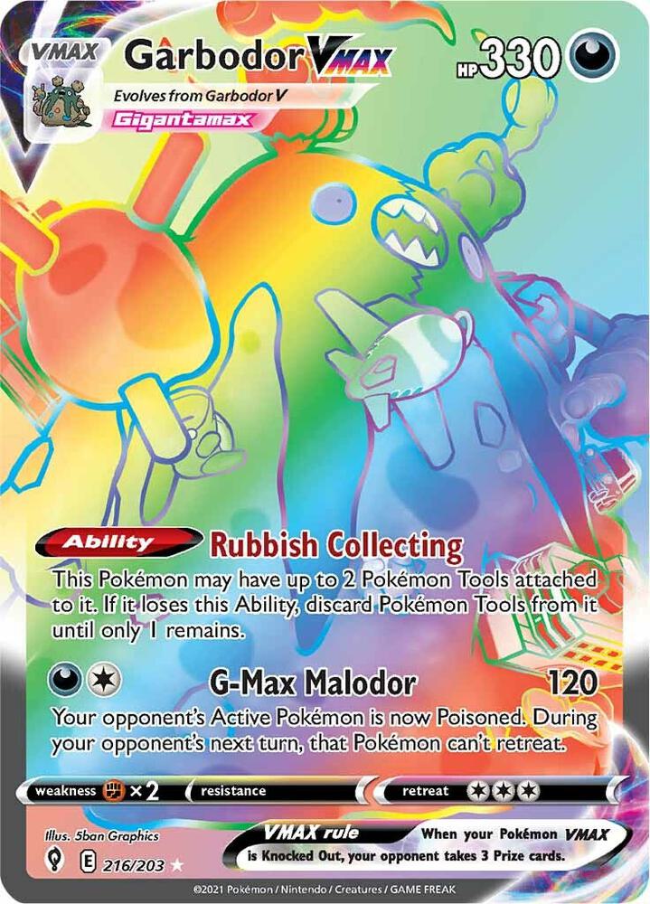 Garbodor VMAX (Secret) [SWSH07: Evolving Skies] 216/203