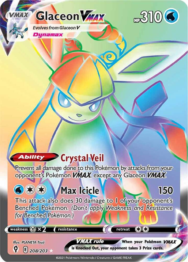 Glaceon VMAX (Secret) [SWSH07: Evolving Skies] 208/203