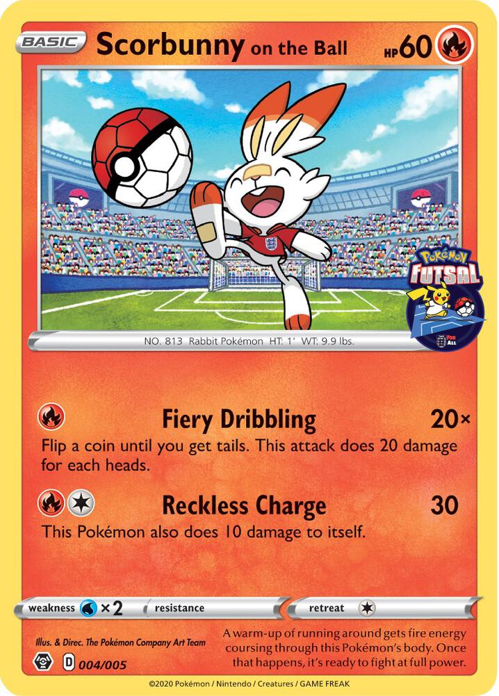 Scorbunny on the Ball - 004/005 (Pokemon Futsal) [Miscellaneous Cards & Products] 004/005