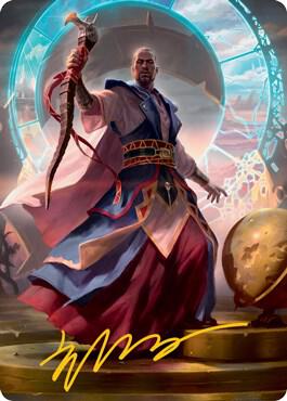 Teferi, Who Slows the Sunset Art Card (Gold-Stamped Signature) [Art Series: Innistrad: Midnight Hunt] 10