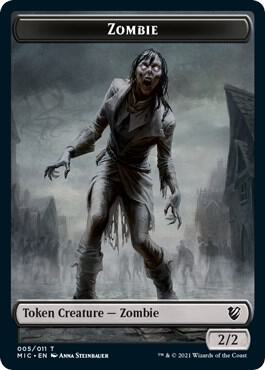 Zombie (005 MIC) // Zombie (005 MID) Double-Sided Token [Commander: Innistrad: Midnight Hunt] 5 // 5