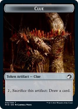 Clue // Treefolk Double-Sided Token [Innistrad: Midnight Hunt] 16 // 12