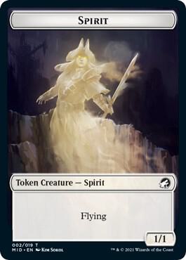 Spirit // Emblem - Wrenn and Seven Double-Sided Token [Innistrad: Midnight Hunt] 2 // 18