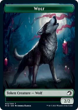Wolf // Emblem - Teferi, Who Slows the Sunset Double-Sided Token [Innistrad: Midnight Hunt] 13 // 17