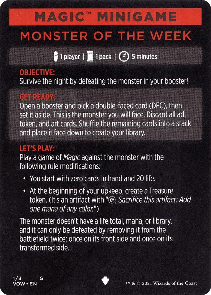 Magic Minigame: Monster of The Week [Innistrad: Crimson Vow] 1