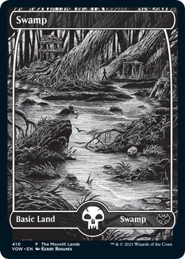 Swamp (Moonlit Land) (Foil Etched) [WPN & Gateway Promos] 410