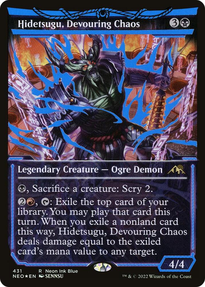 Hidetsugu, Devouring Chaos (Neon Blue) [Kamigawa: Neon Dynasty] 431