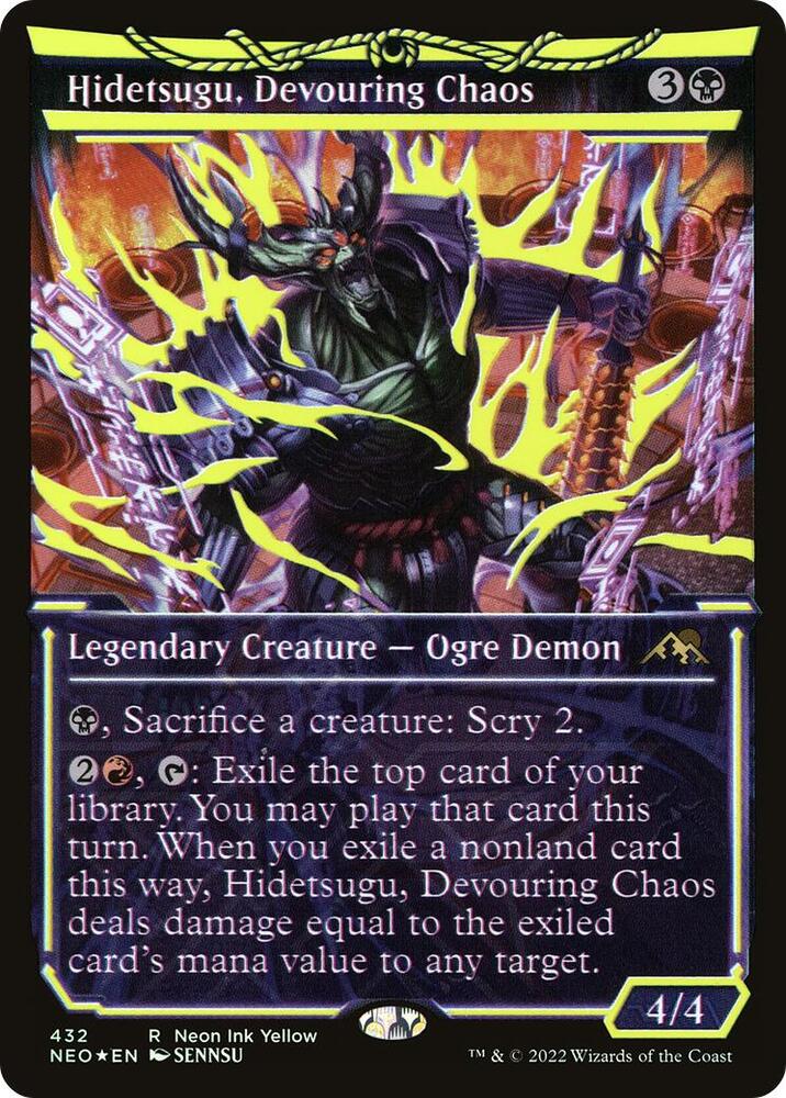 Hidetsugu, Devouring Chaos (Neon Yellow) (WPN Exclusive) [Kamigawa: Neon Dynasty] 432