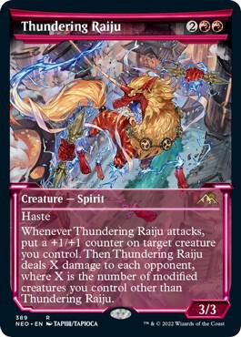Thundering Raiju (Showcase) [Kamigawa: Neon Dynasty] 389