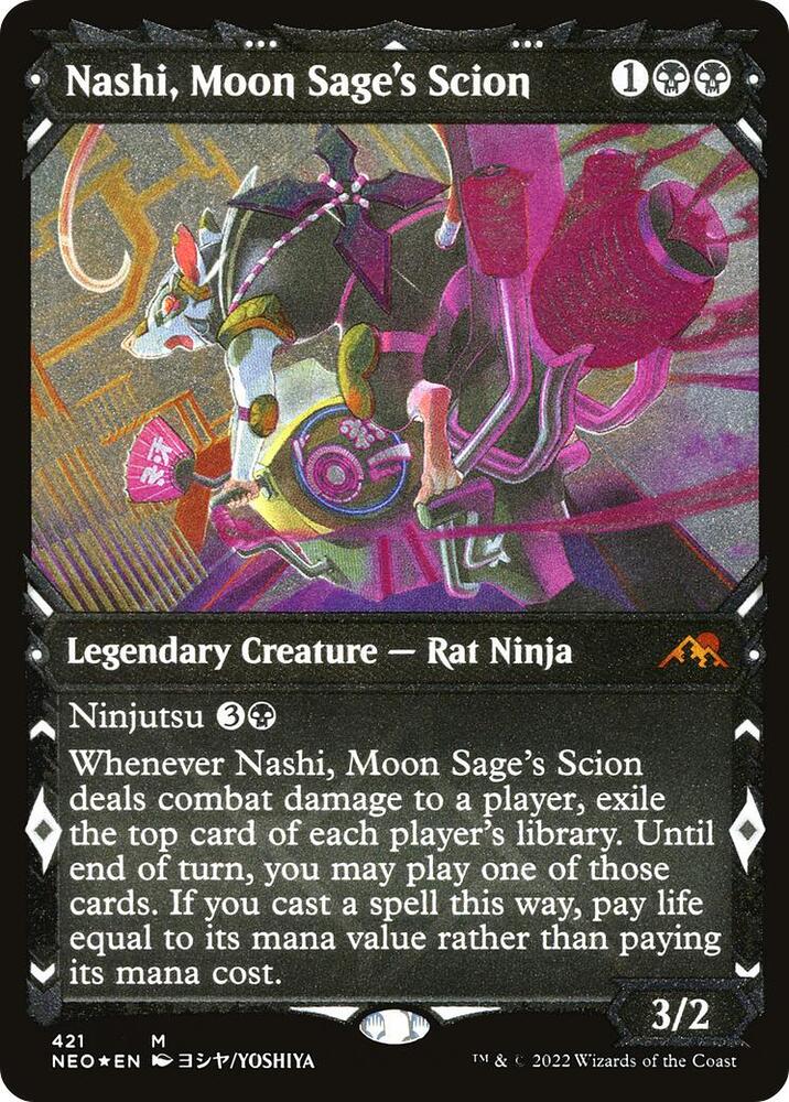 Nashi, Moon Sage's Scion (Showcase) (Foil Etched) [Kamigawa: Neon Dynasty] 421