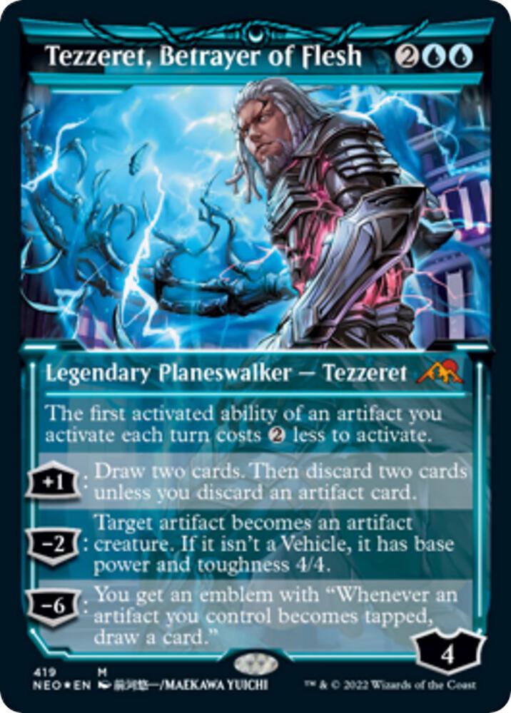 Tezzeret, Betrayer of Flesh (Showcase) (Foil Etched) [Kamigawa: Neon Dynasty] 419