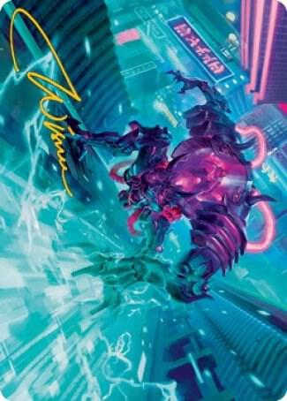 Surgehacker Mech Art Card (Gold-Stamped Signature) [Art Series: Kamigawa: Neon Dynasty] 45