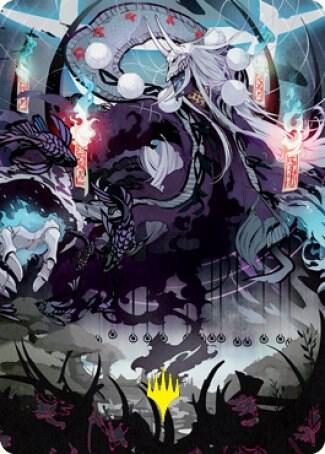 Echo of Death's Wail Art Card (Gold-Stamped Signature) [Art Series: Kamigawa: Neon Dynasty] 55