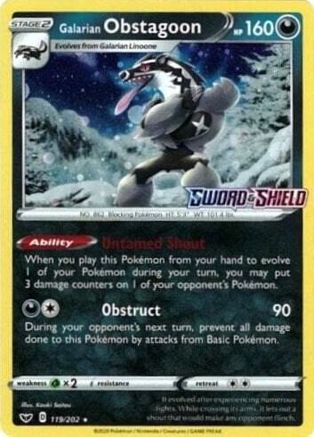 Galarian Obstagoon - 119/202 (Cosmos Holo) [Miscellaneous Cards & Products] 119/202