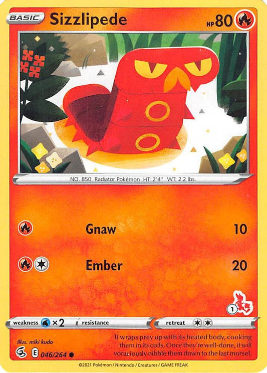 Sizzlipede - 046/264 (#1 Cinderace Stamped) [Battle Academy 2022] 046/264