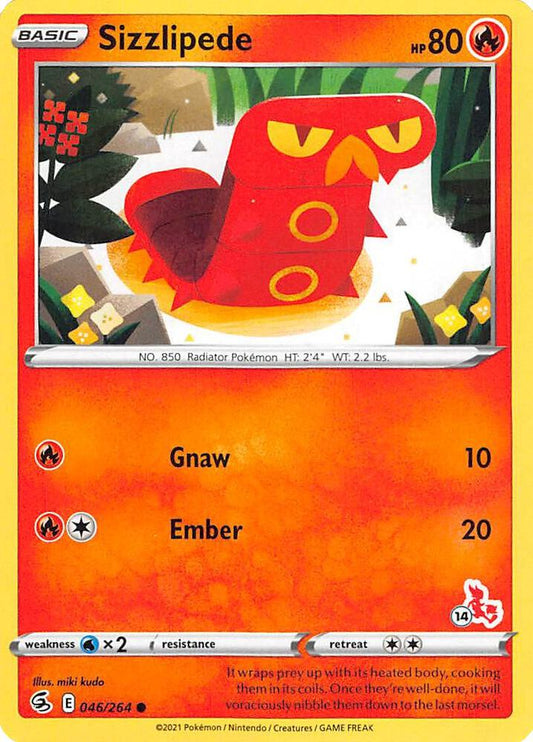 Sizzlipede - 046/264 (#14 Cinderace Stamped) [Battle Academy 2022] 046/264