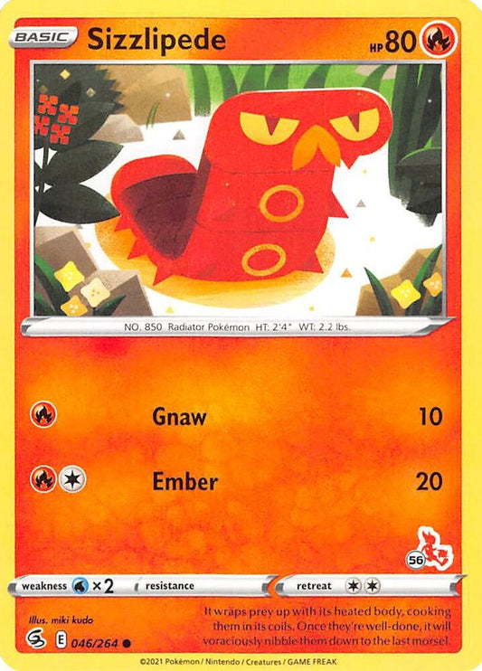 Sizzlipede - 046/264 (#56 Cinderace Stamped) [Battle Academy 2022] 046/264