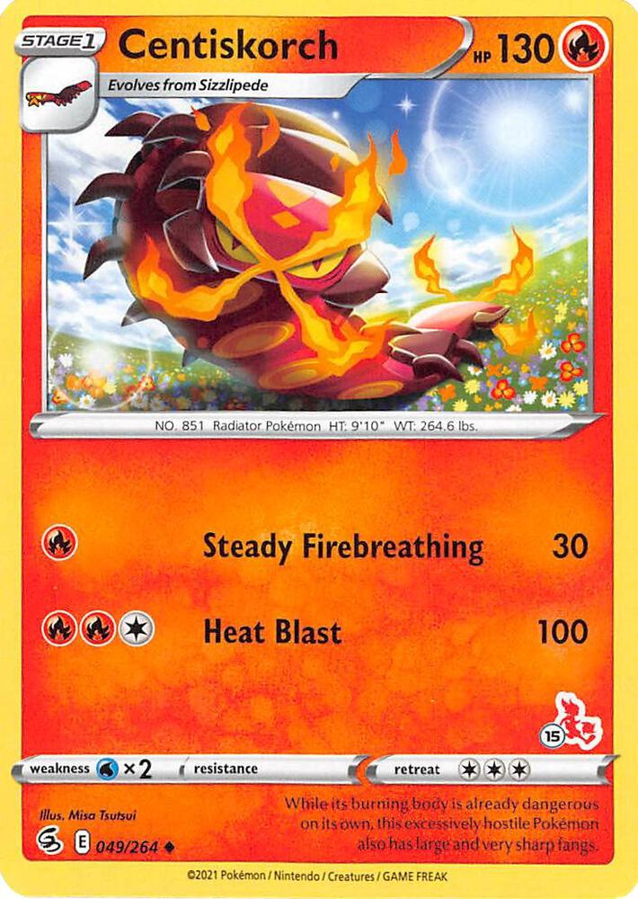 Centiskorch - 049/264 (#15 Cinderace Stamped) [Battle Academy 2022] 049/264