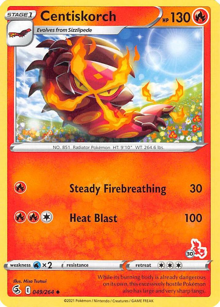 Centiskorch - 049/264 (#30 Cinderace Stamped) [Battle Academy 2022] 049/264
