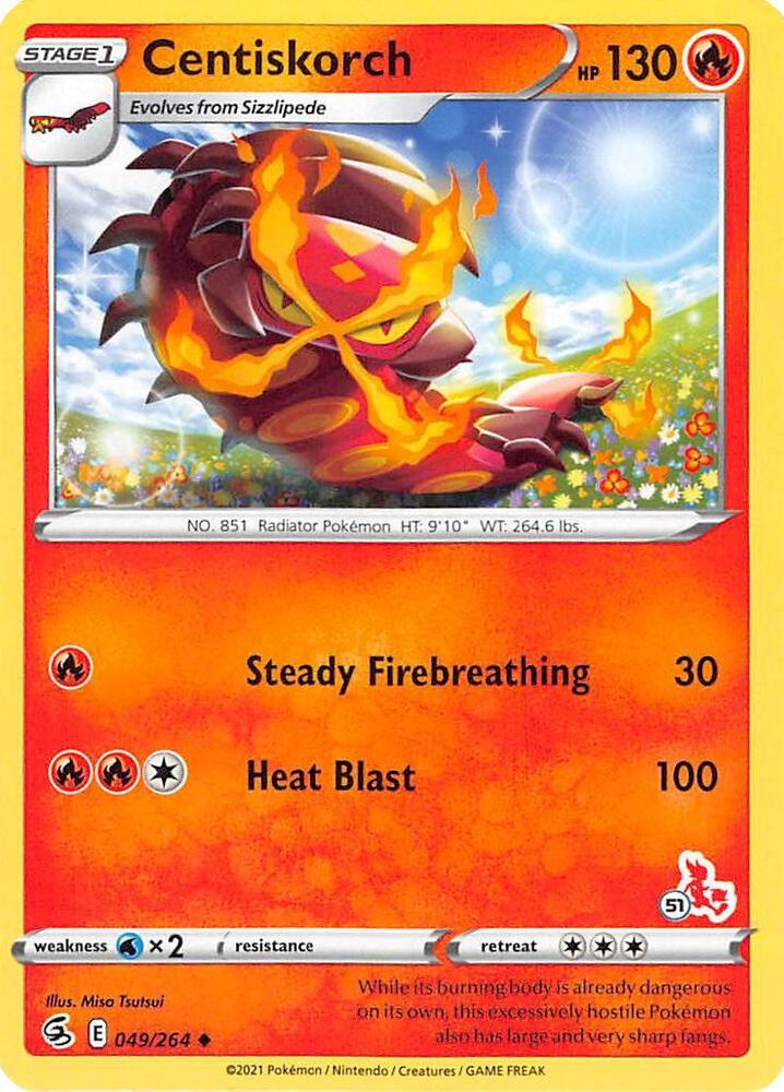 Centiskorch - 049/264 (#51 Cinderace Stamped) [Battle Academy 2022] 049/264