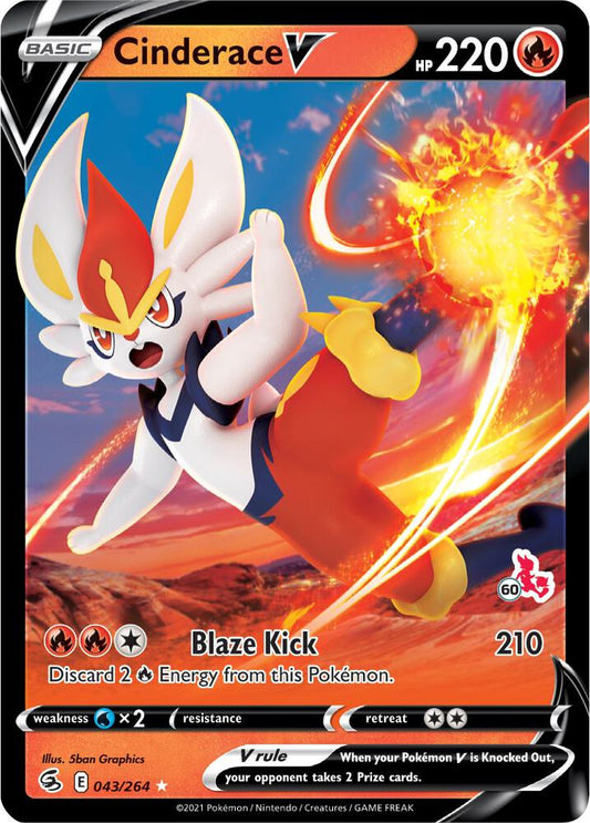 Cinderace V - 043/264 (#60 Cinderace Stamped) [Battle Academy 2022] 043/264