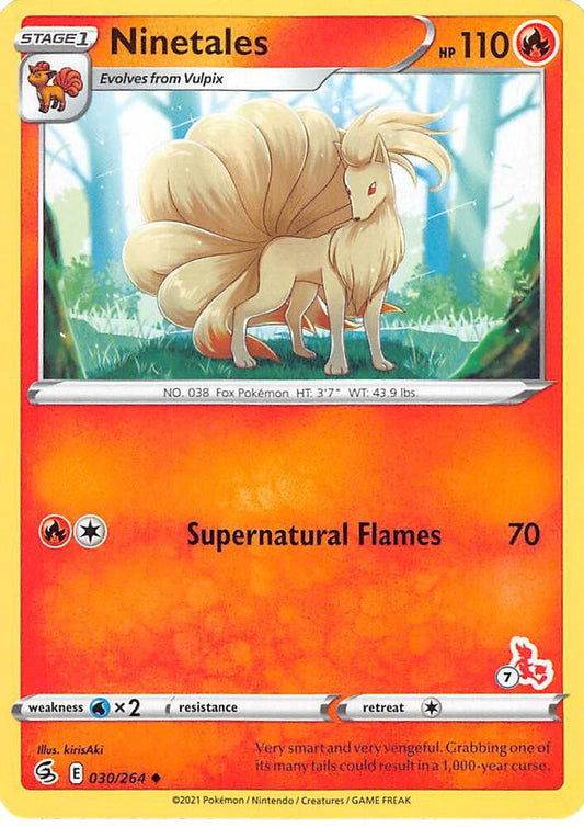 Ninetales - 030/264 (#7 Cinderace Stamped) [Battle Academy 2022] 030/264