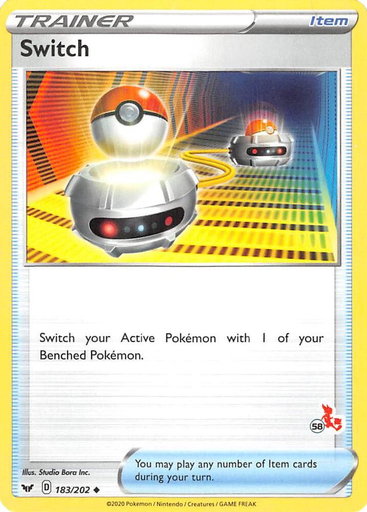 Switch - 183/202 (#58 Cinderace Stamped) [Battle Academy 2022] 183/202
