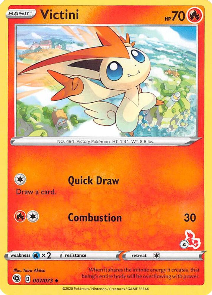 Victini - 007/073 (#4 Cinderace Stamped) [Battle Academy 2022] 007/073