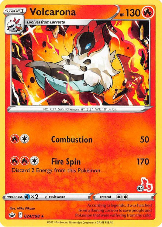 Volcarona - 024/198 (#44 Cinderace Stamped) [Battle Academy 2022] 024/198