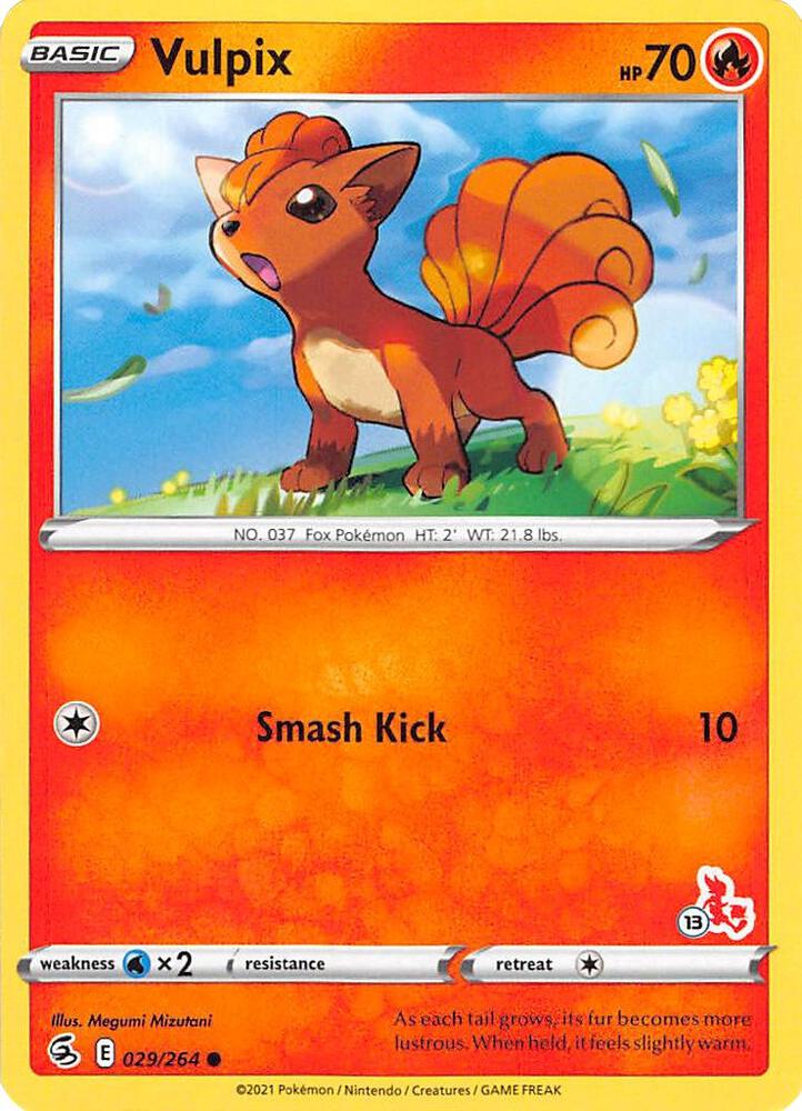 Vulpix - 029/264 (#13 Cinderace Stamped) [Battle Academy 2022] 029/264