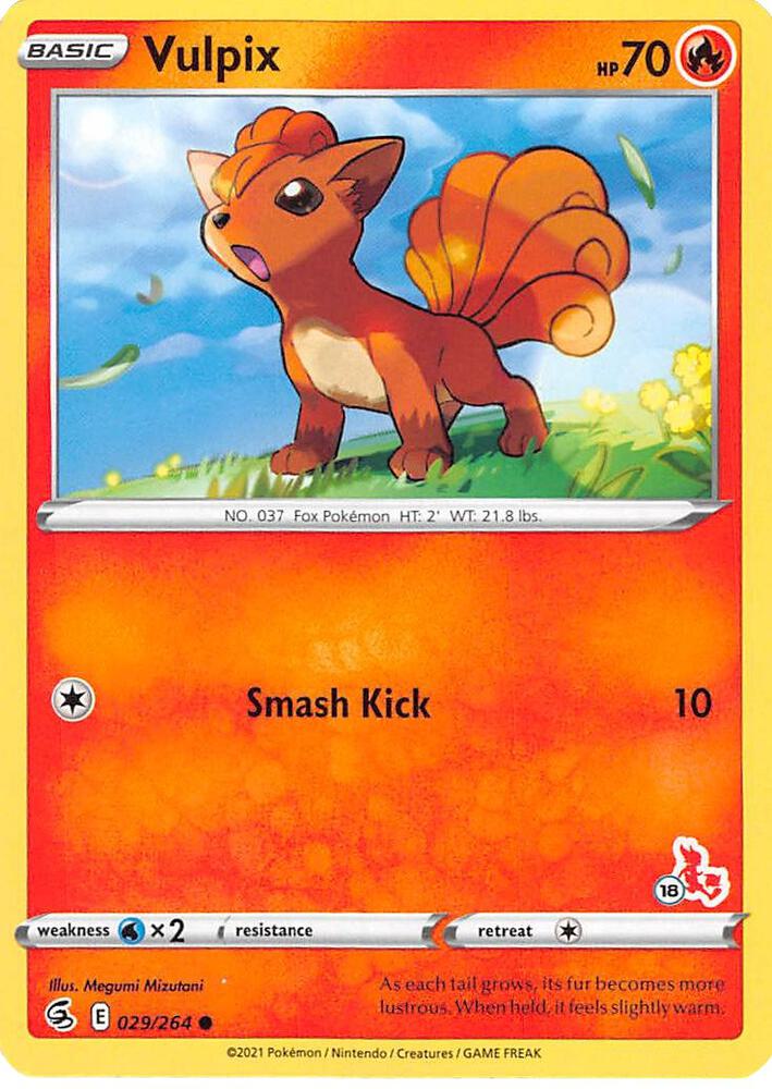 Vulpix - 029/264 (#18 Cinderace Stamped) [Battle Academy 2022] 029/264