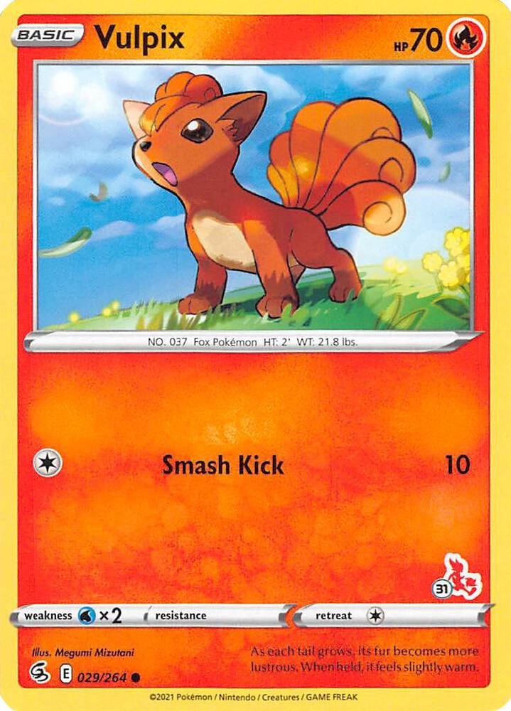 Vulpix - 029/264 (#31 Cinderace Stamped) [Battle Academy 2022] 029/264